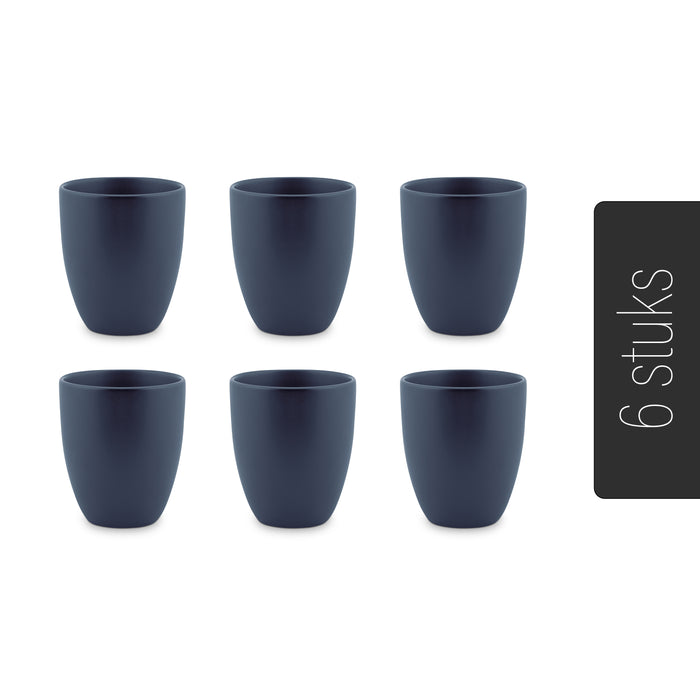 vtwonen Mok zonder Oor - Set van 6 - Mat blauw - Porselein - 250ml