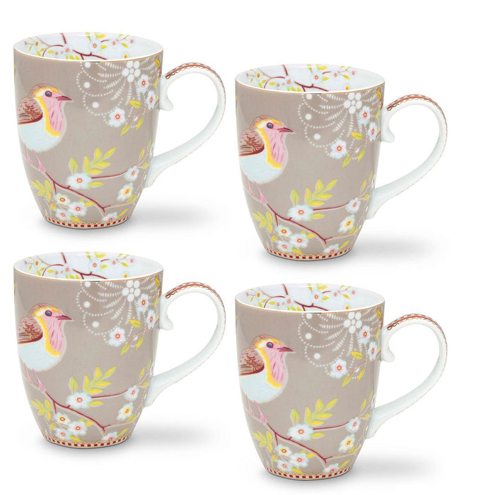 Pip Studio Mokken - Set van 4 - Khaki - Early Bird - 350ml