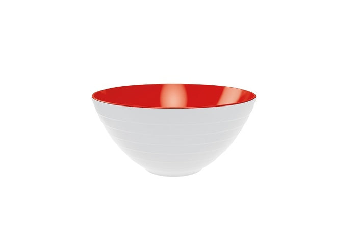Saladeschaal Wave incl Saladebestek 28 cm, Wit|Rood - Zak! Designs