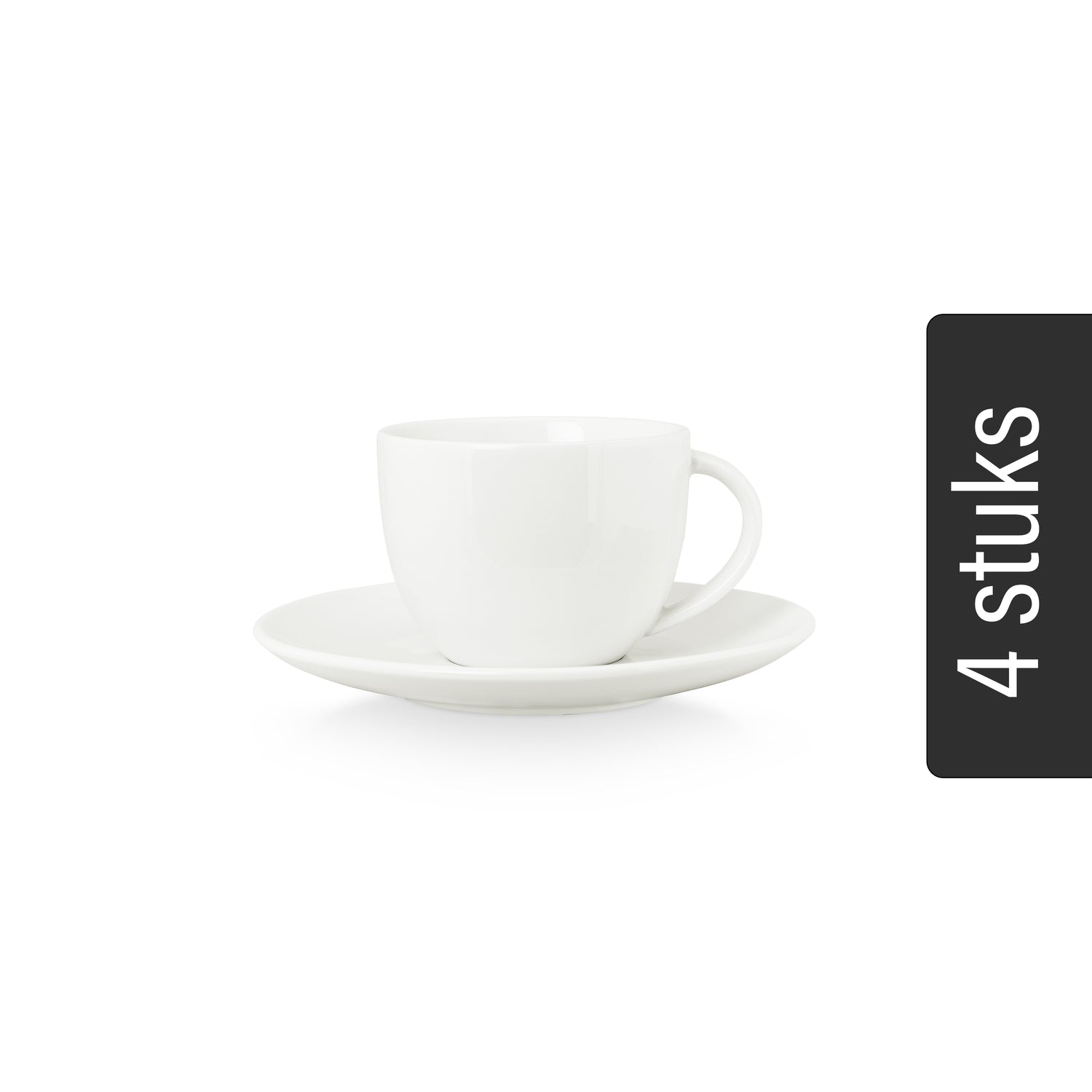 vtwonen Theekoppen met Schoteltjes - Set van 4 - Wit - Porselein