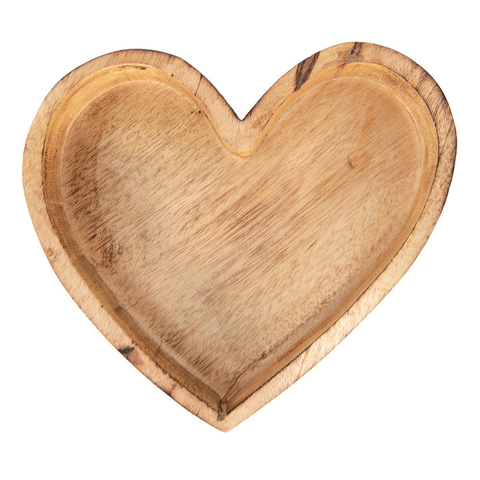 Clayre & Eef Decoratie schaal Hart 24x23x4 cm Bruin Hout Serveerschaal