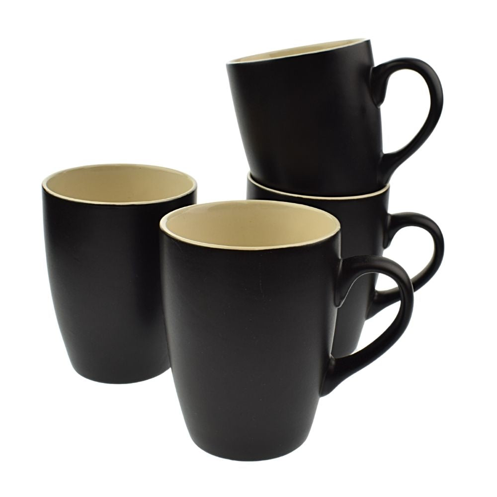 Orange85 Koffiekopjes met Oor Theekoppen 340ml 4 stuks Matzwart Ker...