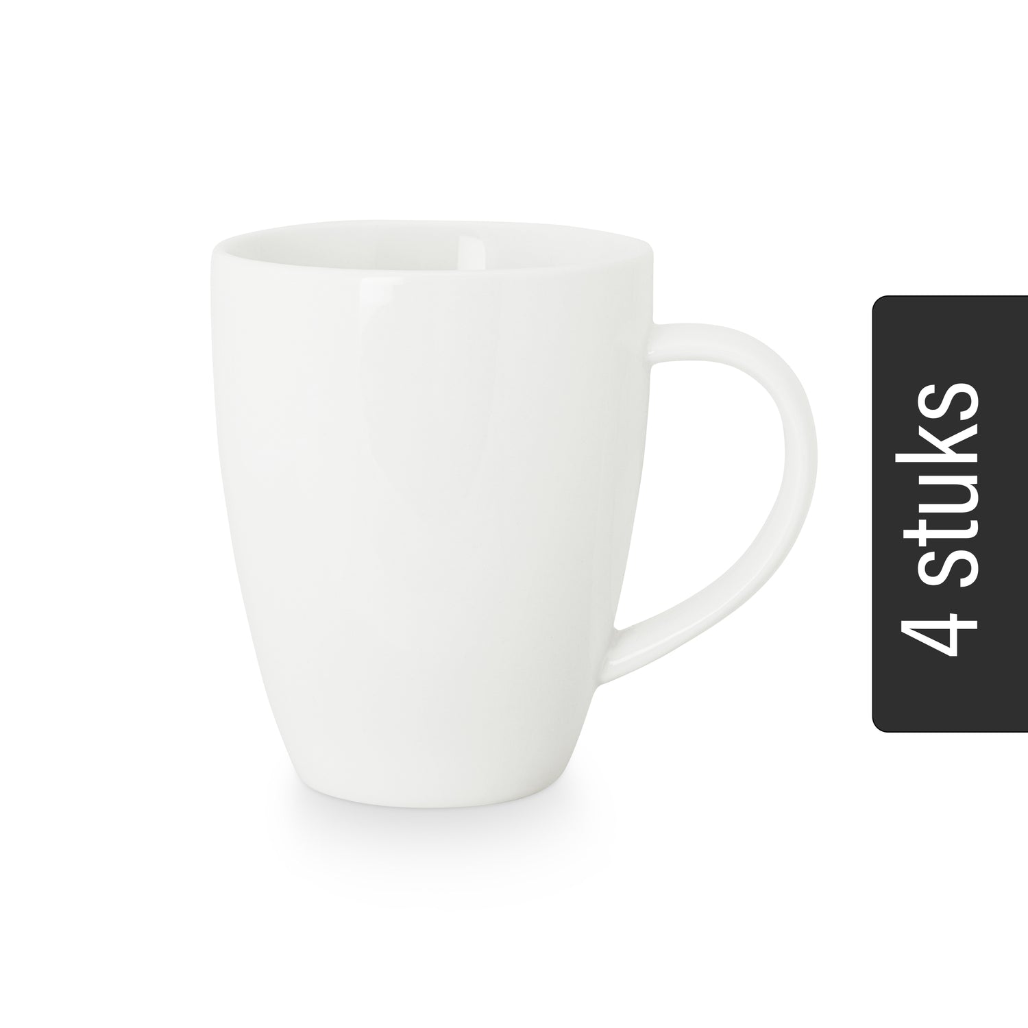 vtwonen XL Mokken met Oor - Set van 4 - Wit - Porselein - 400ml