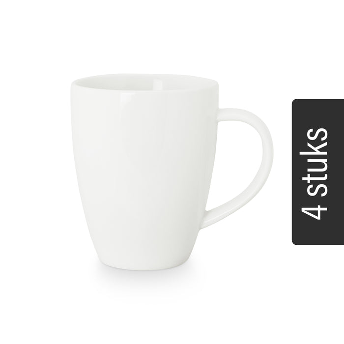 vtwonen XL Mokken met Oor - Set van 4 - Wit - Porselein - 400ml