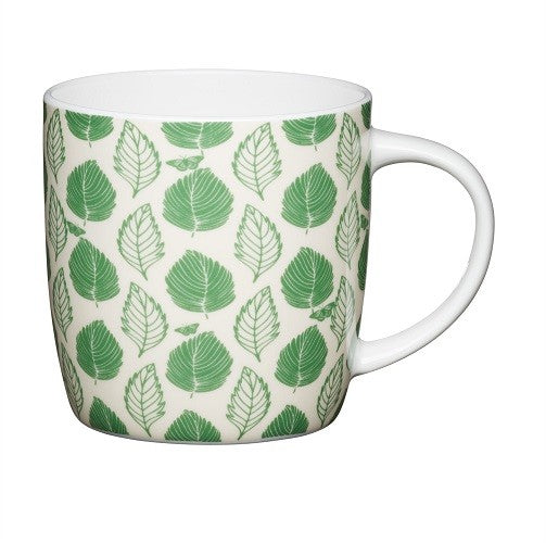 KitchenCraft - Set van 4 - Mok Groen Blad - Porselein, Fine Bone China