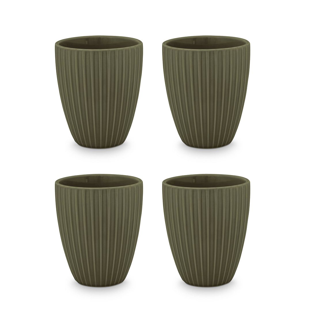 vtwonen XL Mokken zonder Oor - Set van 4 - Porselein - Groen - 400ml