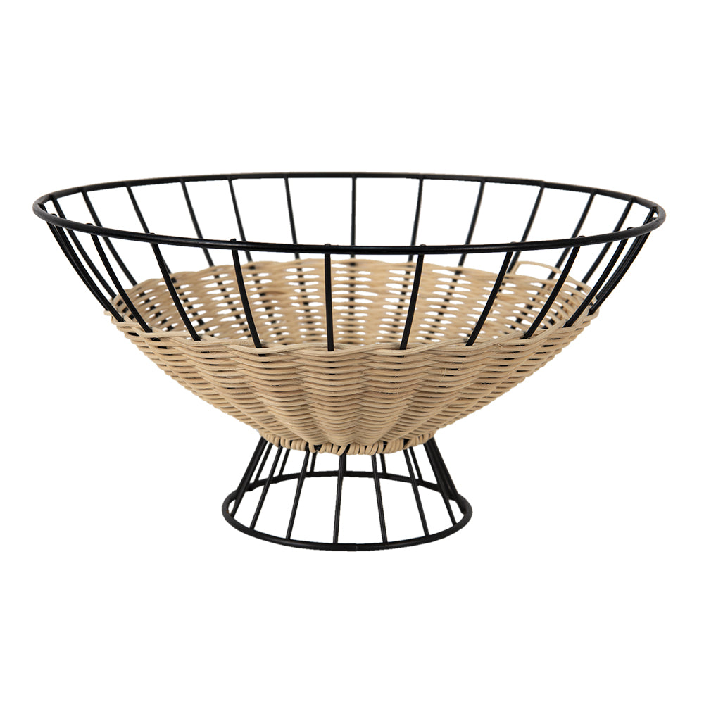 Clayre & Eef Decoratie schaal  Ø 29x15 cm Zwart Metaal Fruitschaal