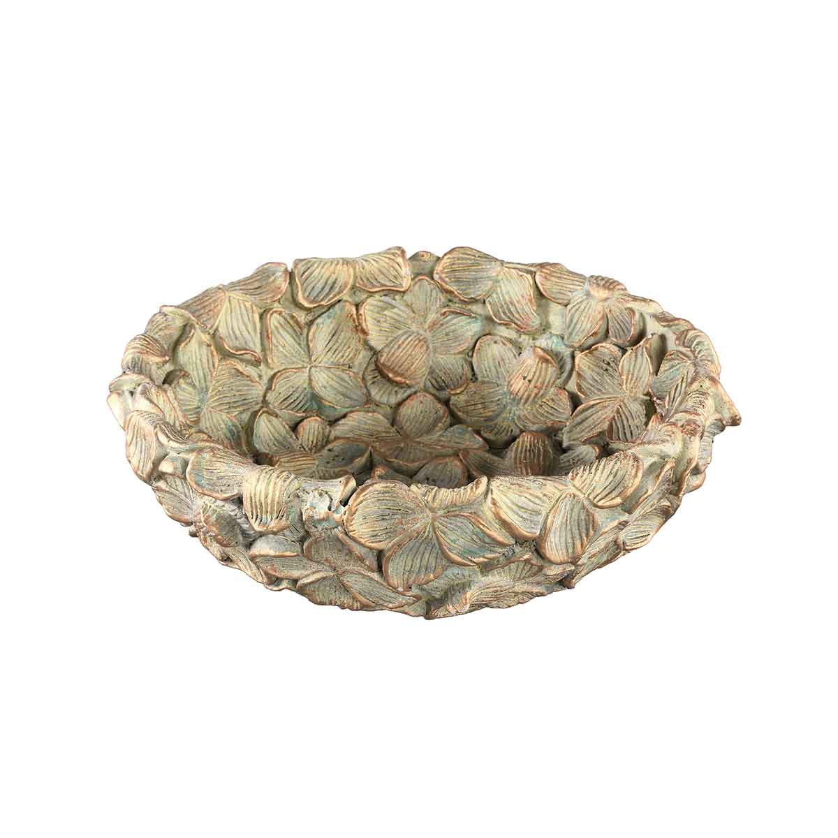 PTMD Linzy Ronde Schaal - H10 x Ø35 cm - Cement - Antiek goud