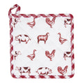 Clayre & Eef Pannenlap 20x20 cm Rood Katoen Vierkant Boerderij Dieren