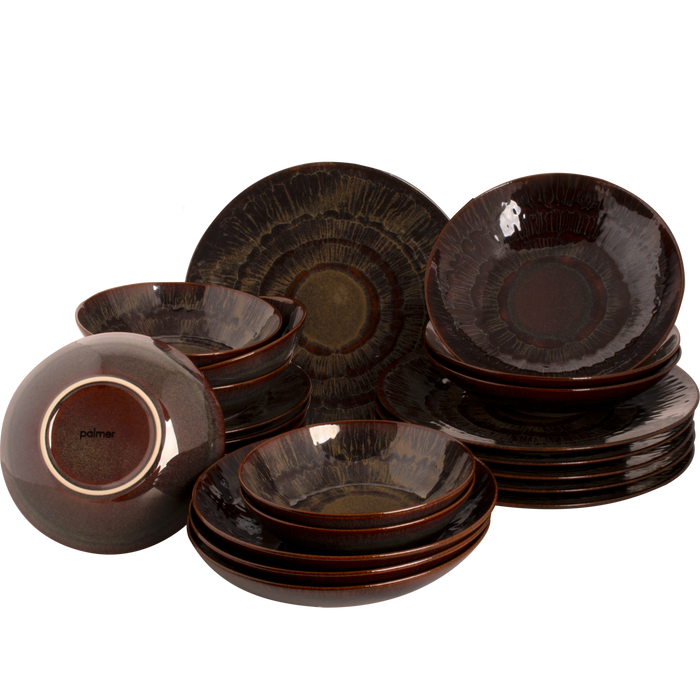 Palmer Serviesset Victory Stoneware 6-persoons 24-delig Bruin