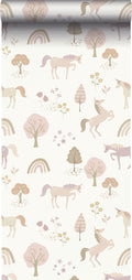 ESTAhome behang unicorns beige en zacht roze - 0.53 x 10.05 m - 139503