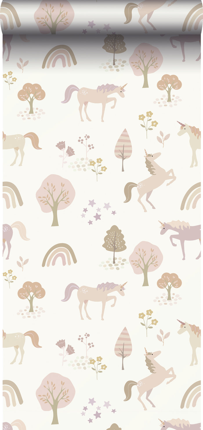 ESTAhome behang unicorns beige en zacht roze - 0.53 x 10.05 m - 139503