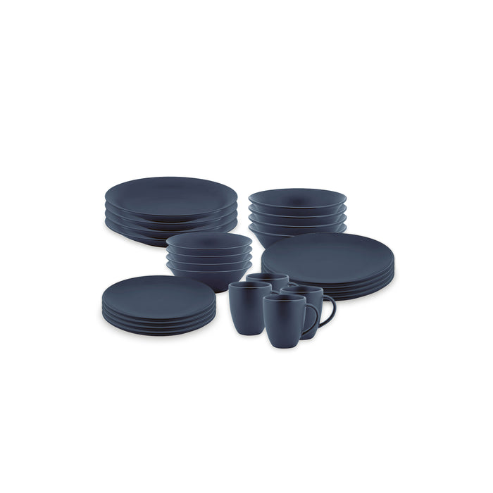 vtwonen Serviesset - Mat Blauw - Porselein - 24-delig