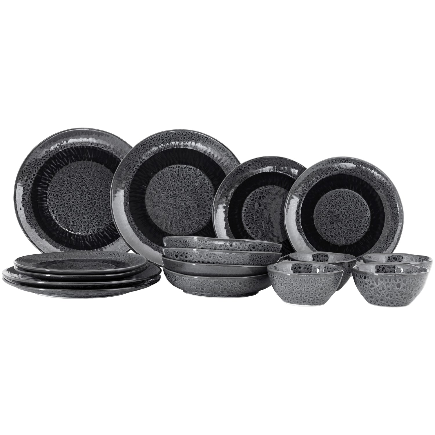 Jay Hill Serviesset Lihou - 16-delig | 4 personen - Grijs|Zwart