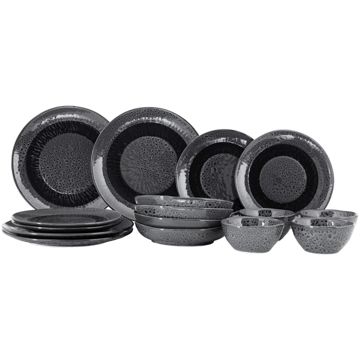 Jay Hill Serviesset Lihou - 16-delig | 4 personen - Grijs|Zwart