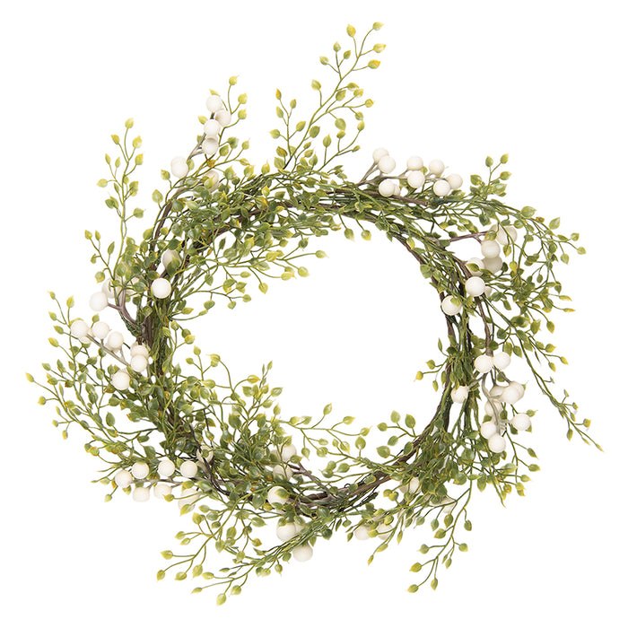 Clayre & Eef Decoratie Krans Ø 40 cm Groen, Wit Hout, Kunststof Rond