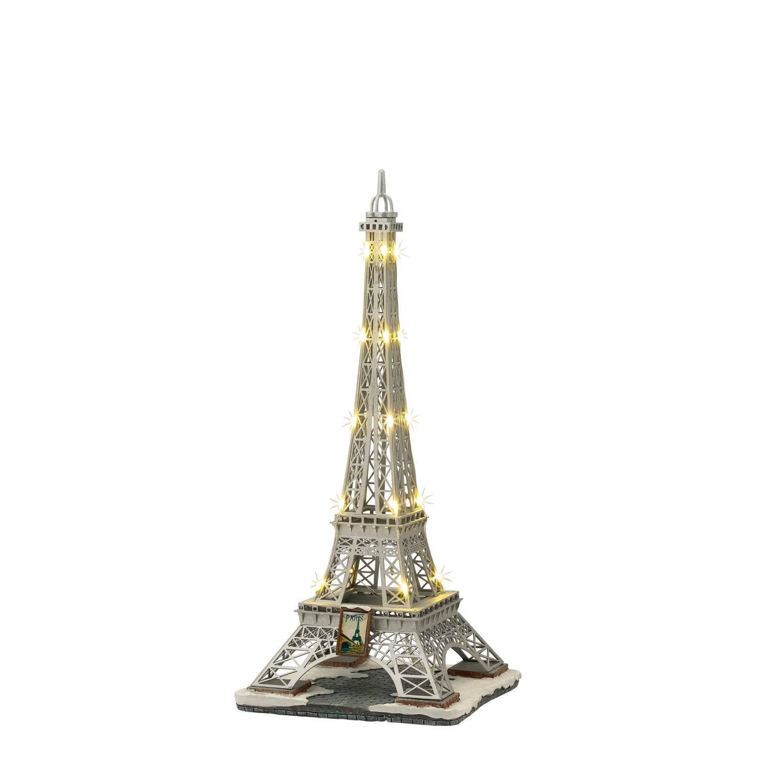 LuVille Kerstdorp Miniatuur Eiffeltoren - L15,5 x B14 x H32 cm