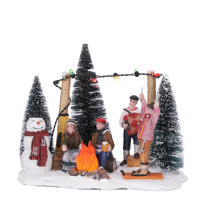 LuVille Kerstdorp Miniatuur Party op de Piste - L16 x B12 x H12,5 cm
