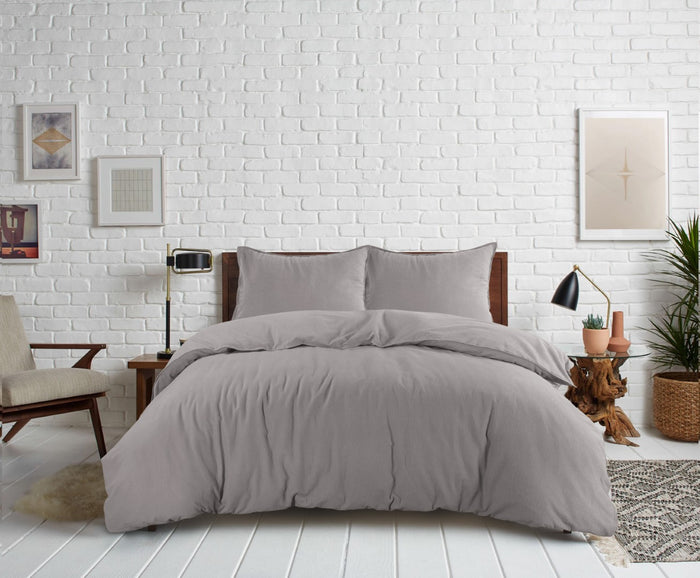 Day Dream Uni Flanel dekbedovertrek 200x200|220 cm grijs