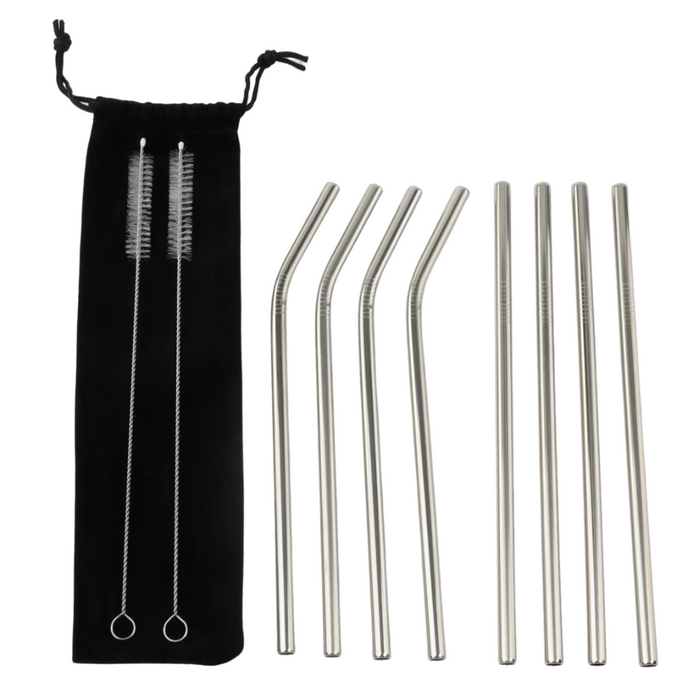 Orange85 Metalen Rietjes 8 stuks Herbruikbaar met Borsteltje en Zakje