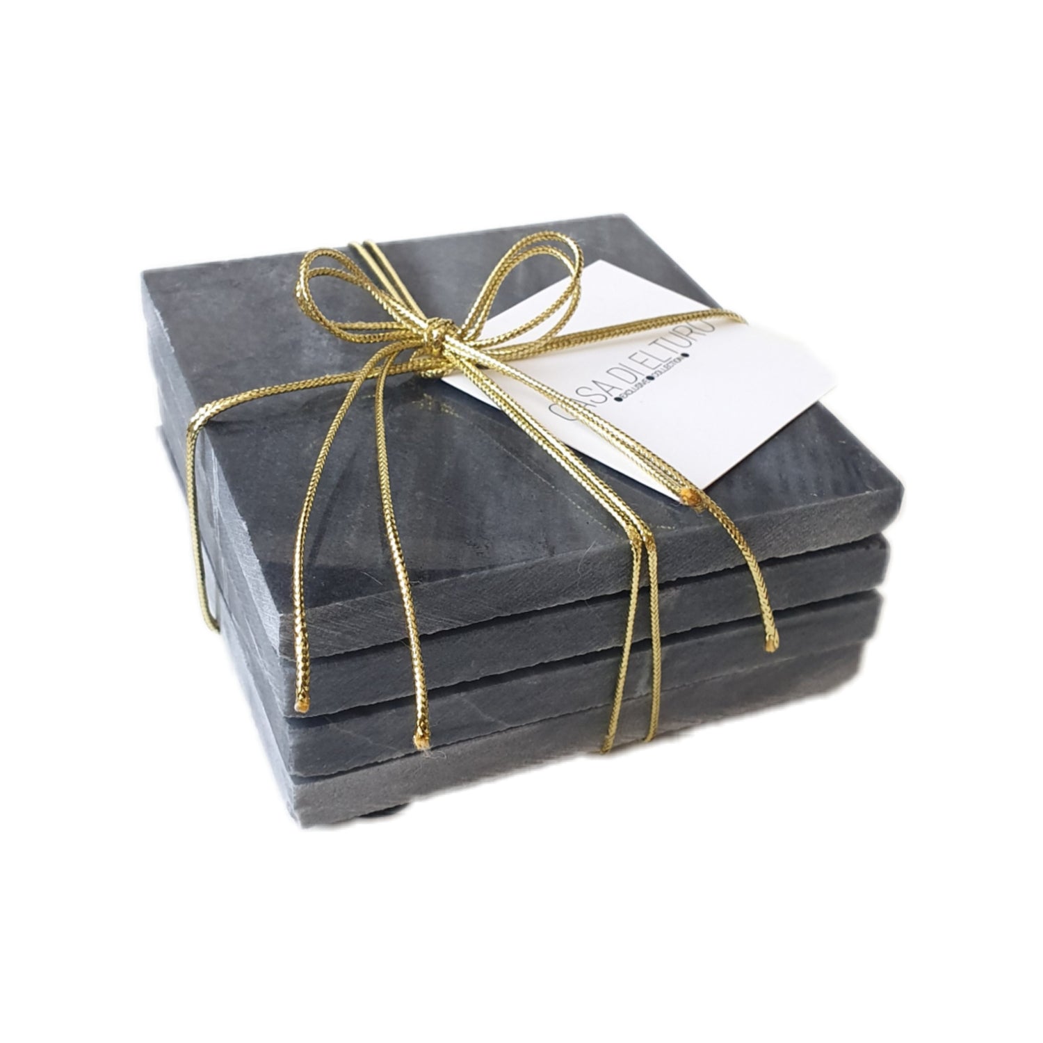 CASA DI ELTURO Marmeren onderzetters Marble Coaster Grijs - Zwart - 4