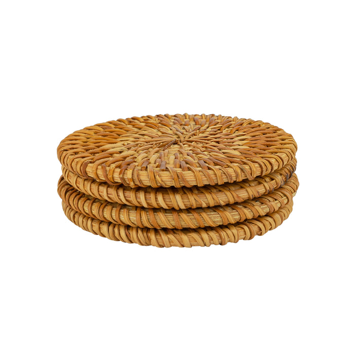 QUVIO Glasonderzetters - set van 4 - Rotan