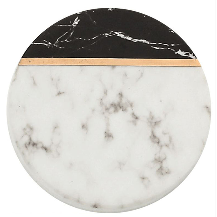 QUVIO Onderzetter rond set van 4 - Marmer Zwart + wit