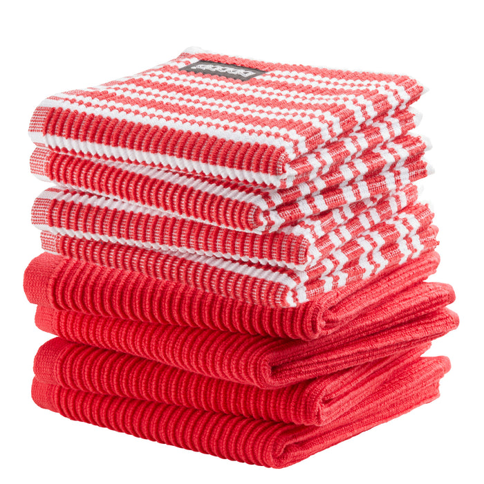 DDDDD combiset vaatdoek basic (4 stuks) + classic (4 stuks) - Rood