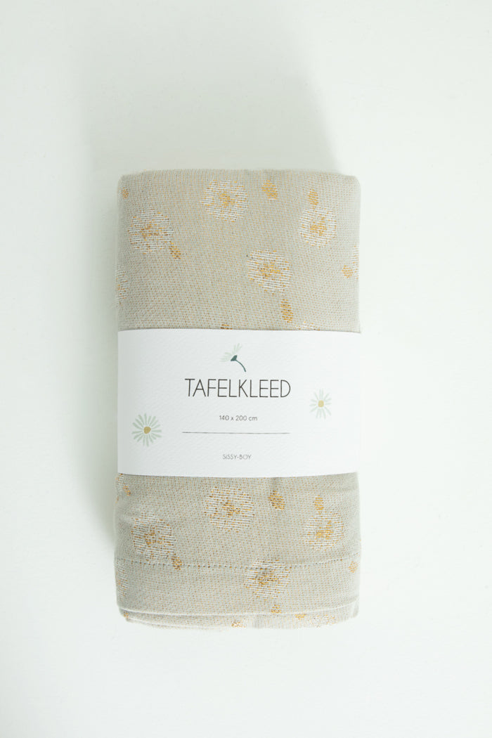 Sissy-Boy Beige tafelkleed met all over madeliefjes dessin