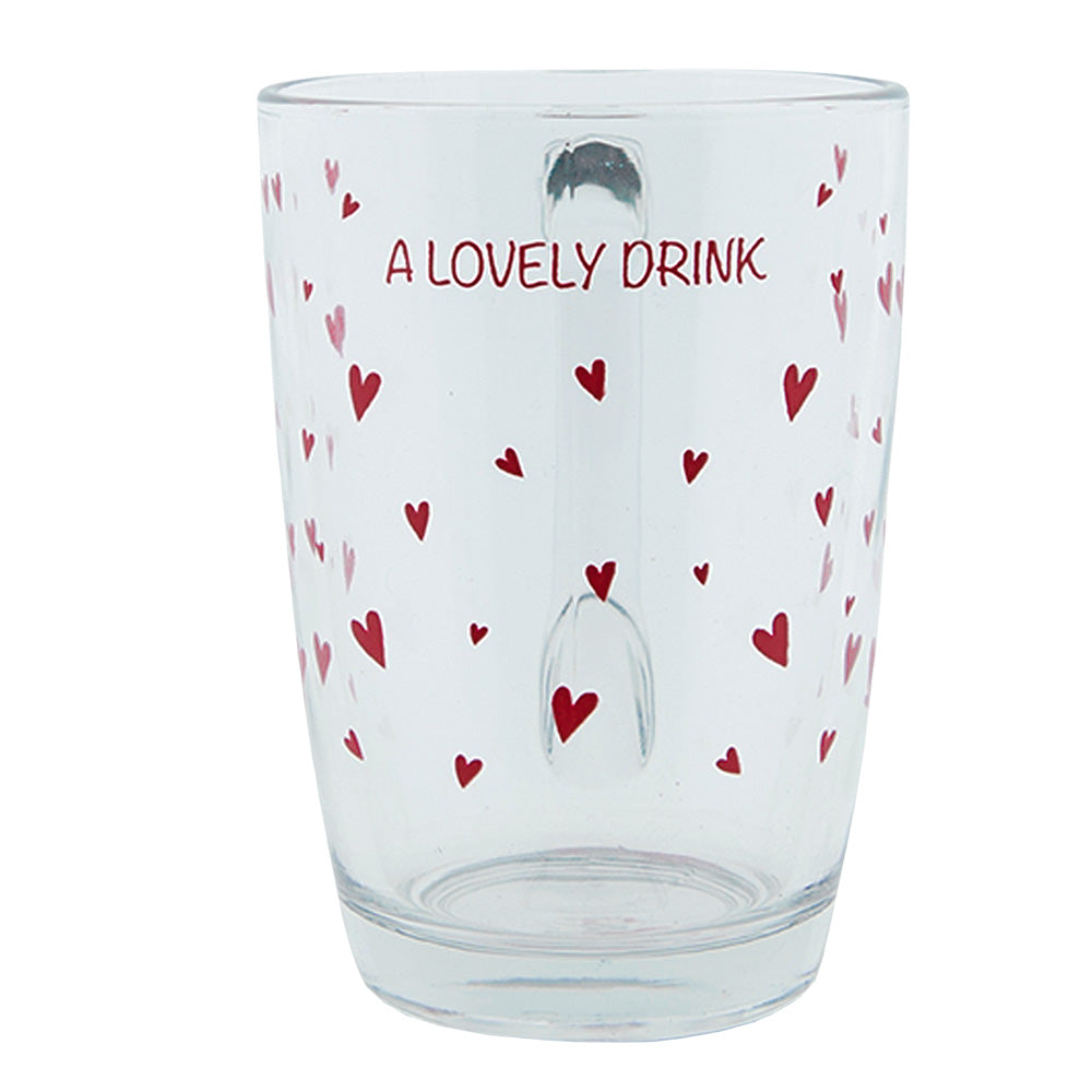 Clayre & Eef Theeglas  300 ml Glas Harten A lovely drink Theemok
