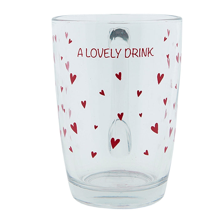 Clayre & Eef Theeglas  300 ml Glas Harten A lovely drink Theemok