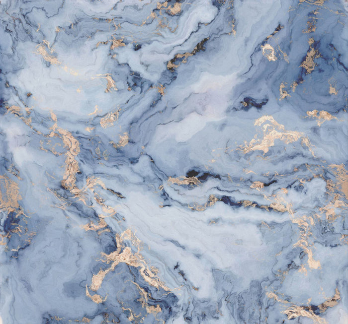 Art for the Home - Fotobehang - Precious Stone - Blauw & Goud -