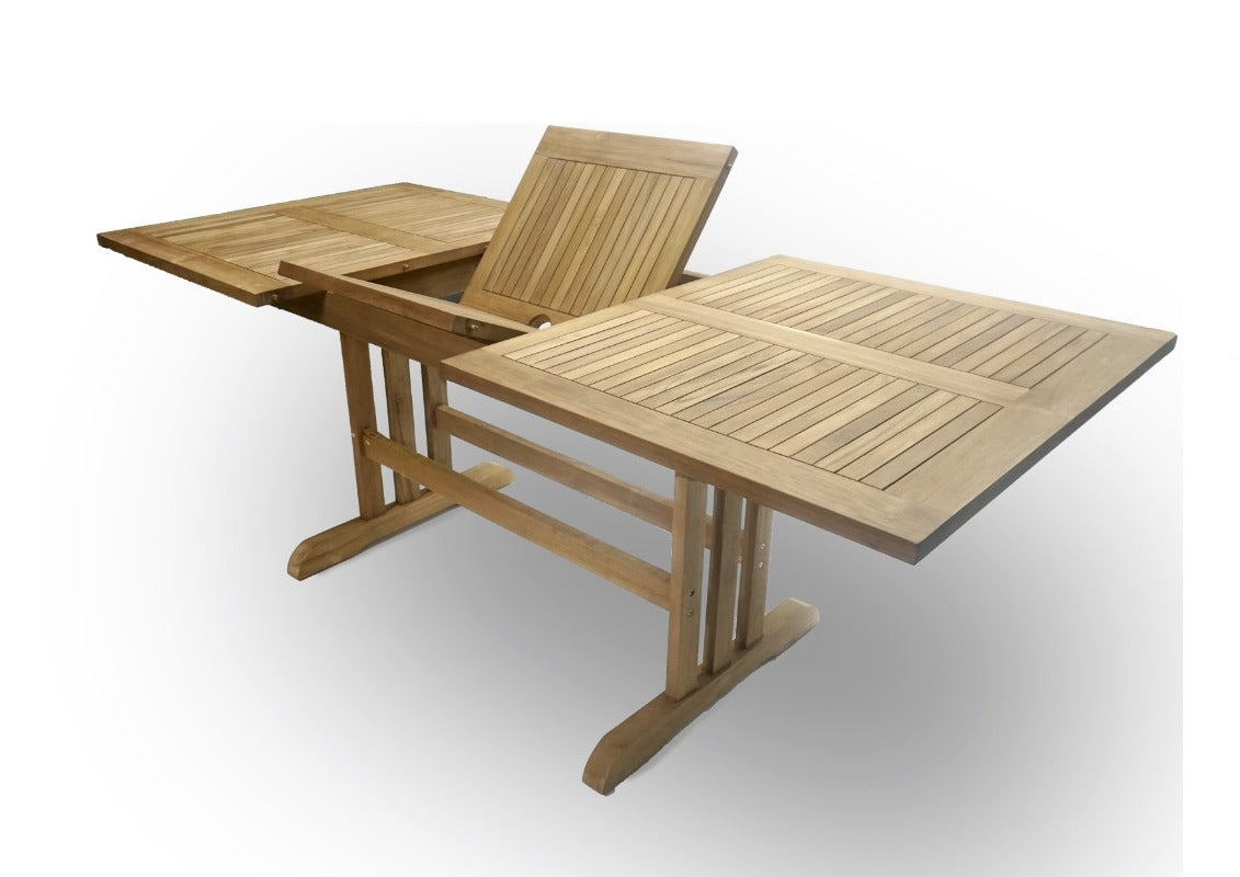 Teakea uitschuifbare rechthoekige tuintafel 150 tot 200 cm