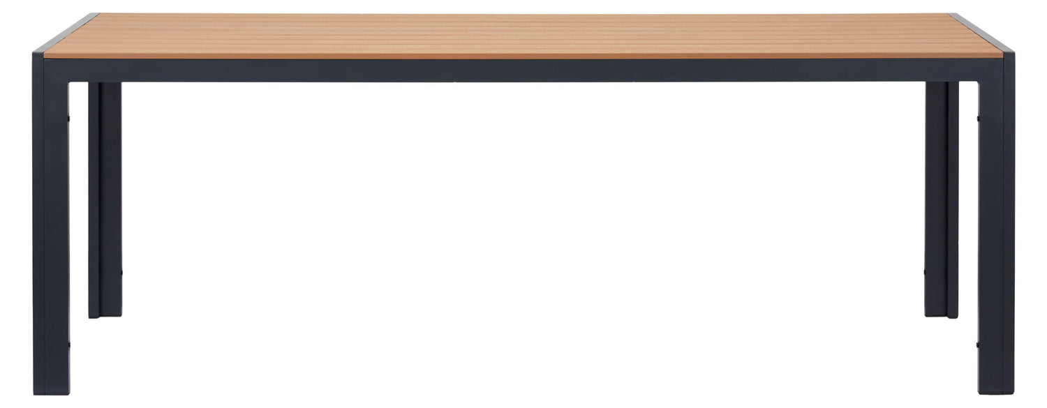 Hioshop Noah tuintafel 205 x 90 cm zwart, teak beuk.