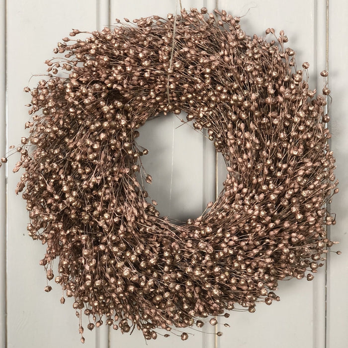 Krans gedroogde vlas koperkleurig