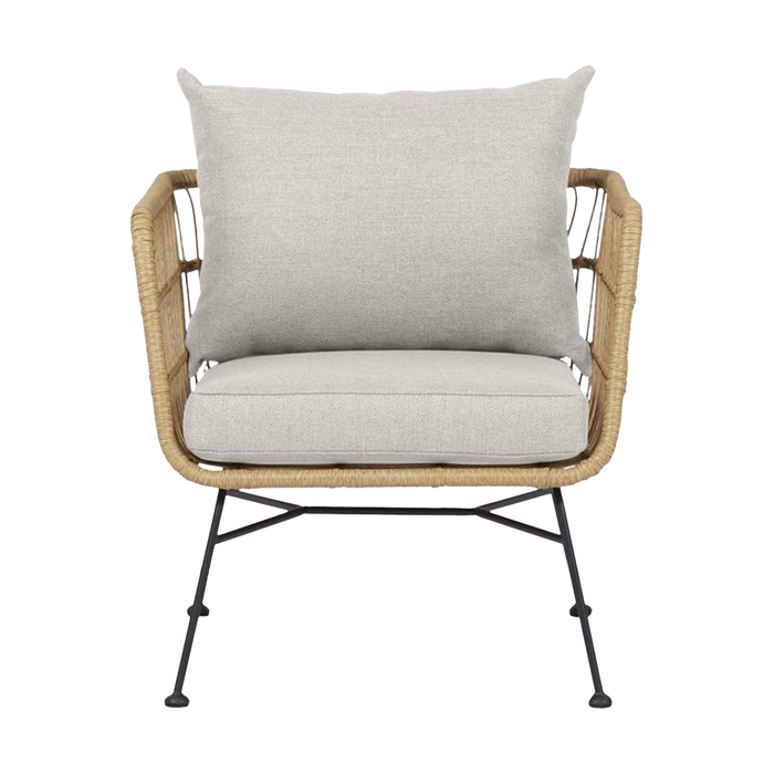 Lisomme Dax rotan tuinstoel naturel met kussens beige