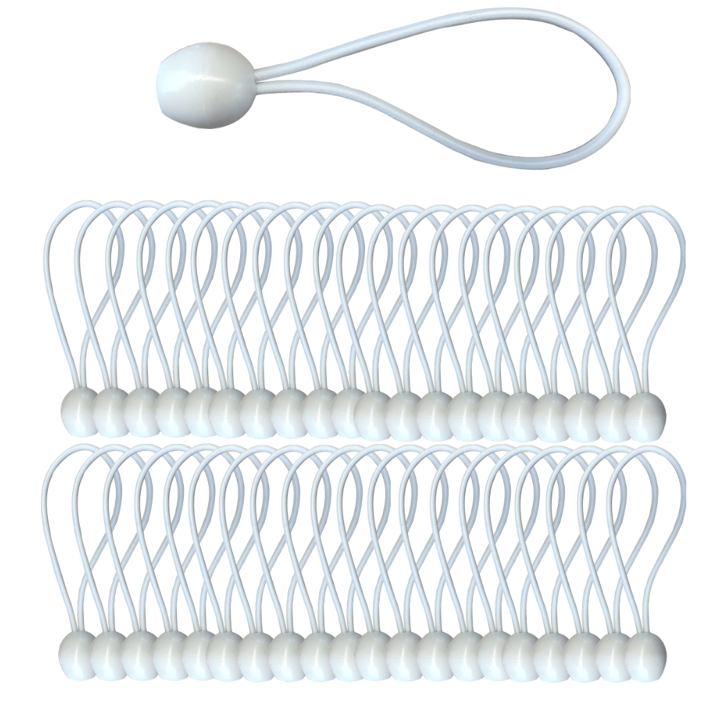 SORARA Elastiek met bungee ball tentspanner 40 stuks Wit