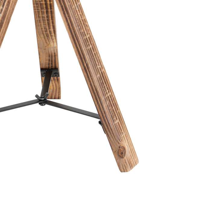 QAZQA Industriële tafellamp tripod staal met hout kantelbaar - Emado