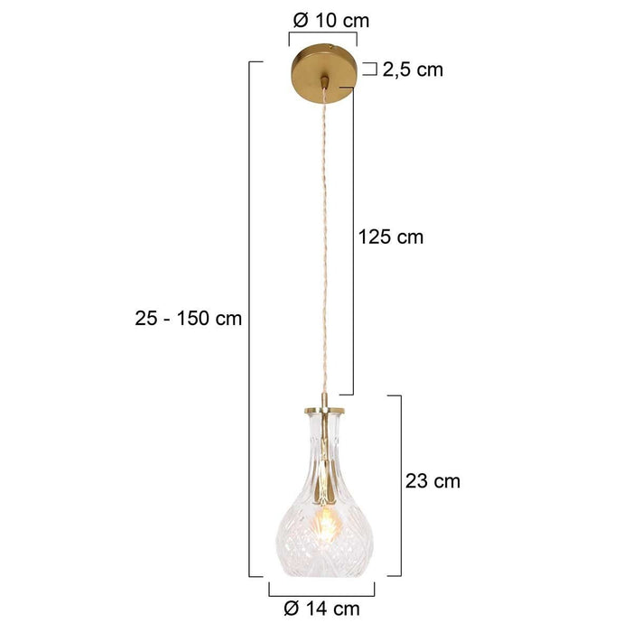 Mexlite Grazio glass hanglamp – E27 (grote fitting) – messing