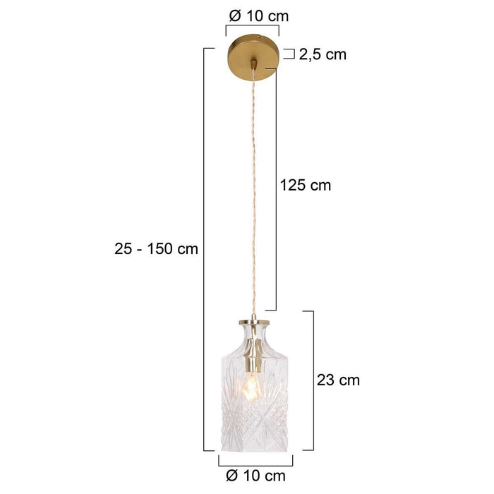 Mexlite Grazio glass hanglamp – E27 (grote fitting) – messing