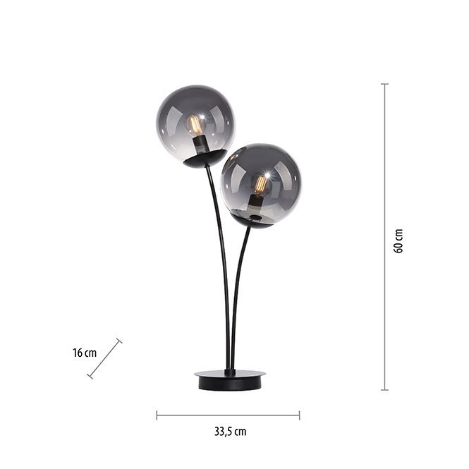 JUST LIGHT Tafellamp Big Widow Zwart 2 Lichts E14