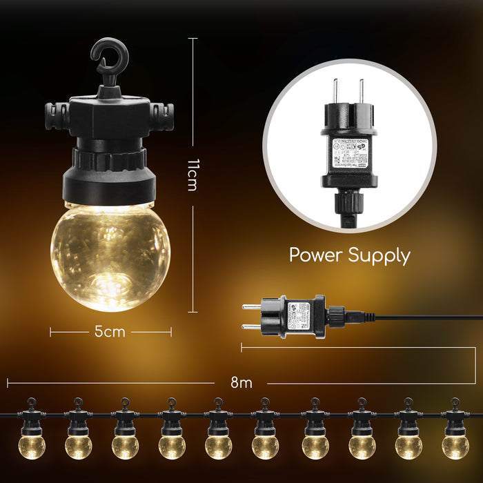 Aigostar 10VRW Lichtsnoer -Lampjes Slinger-10 LED lampjes- 3000K - 8M