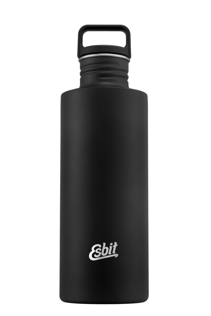 Esbit Sculptor Waterfles - 1 Liter - Zwart - RVS Drinkfles - Lusdop