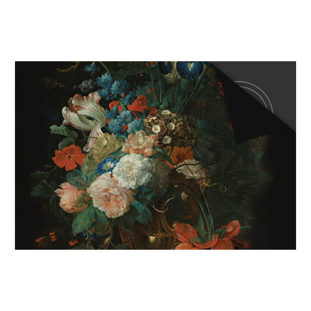 Inductie Beschermer - Exclusief - Boeket Zwart Print - 77x51cm