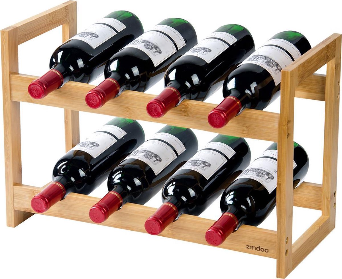 Zindoo bamboe wijnrek voor 8 flessen - FSC Bamboe