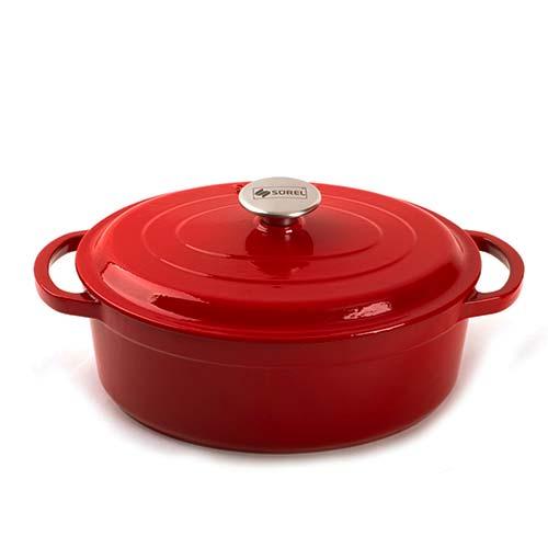Sürel Gietijzeren braadpan ovaal rood, 23cm x 29cm