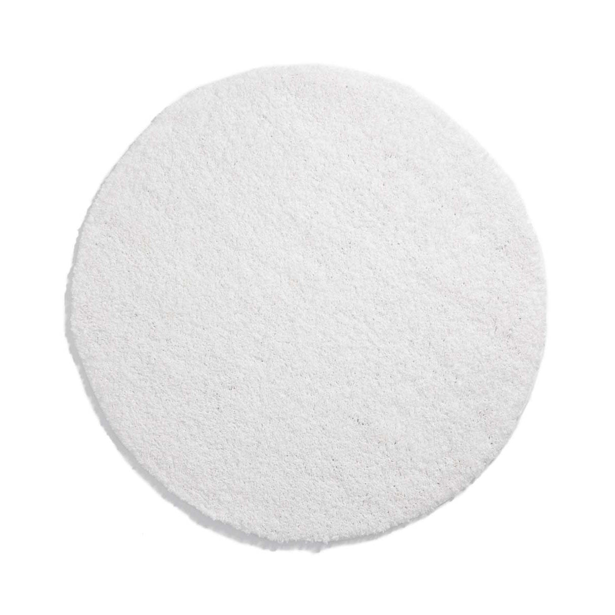 Tapeso Rond hoogpolig vloerkleed shaggy Trend effen - wit - 80 cm