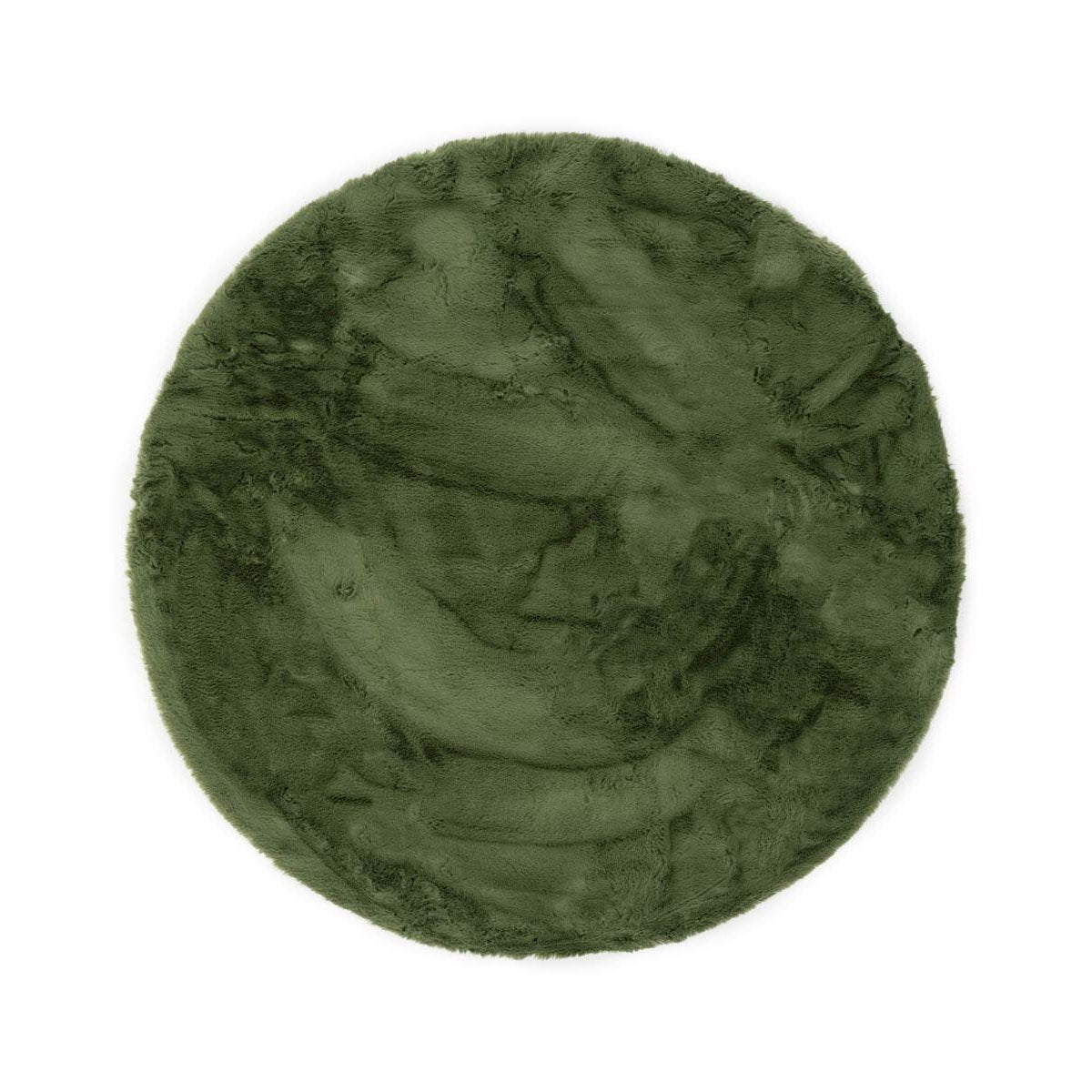 Tapeso Rond hoogpolig vloerkleed - Comfy plus - olijfgroen - 100 cm