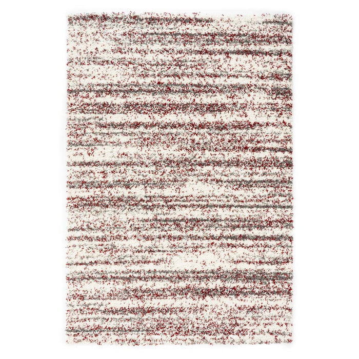 Boho&me Hoogpolig vloerkleed strepen Artisan - grijs|rood - 200x300 cm