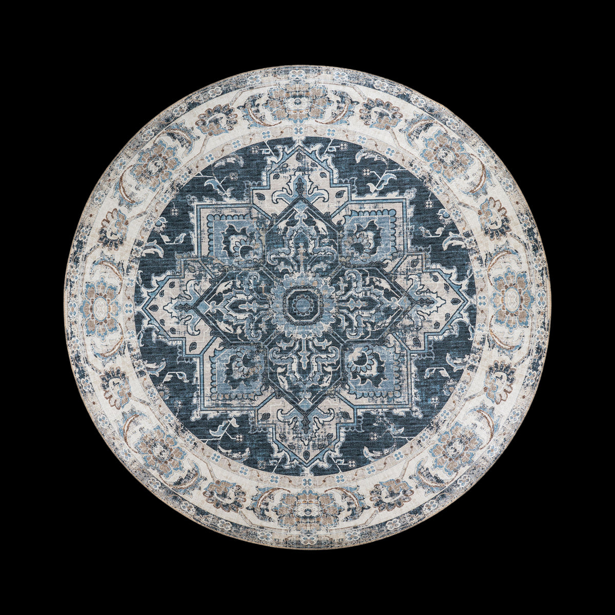 Artichok Valerie Vloerkleed Vintage Ø 200 cm - Blauw